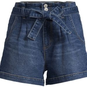 NOBO Denim Two Button Paper Bag Self Tie High Waisted Shorts
